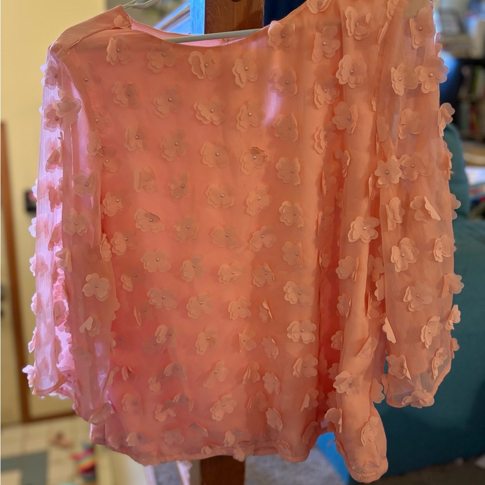 New York & Company Pink Floral Blouse